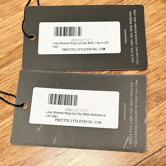 NWT! Pretty Little Thing Lime Green Ring Cut Out Bikini Top & Bottom. Size 0 - Picture 10 of 12